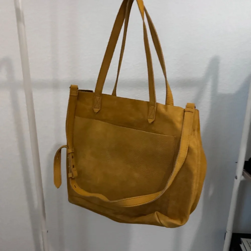 Madewell Transport Tote Mustard Suede Medium